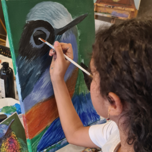 تلوين بالآكريليك على اللوحة acrylic painting on canvas